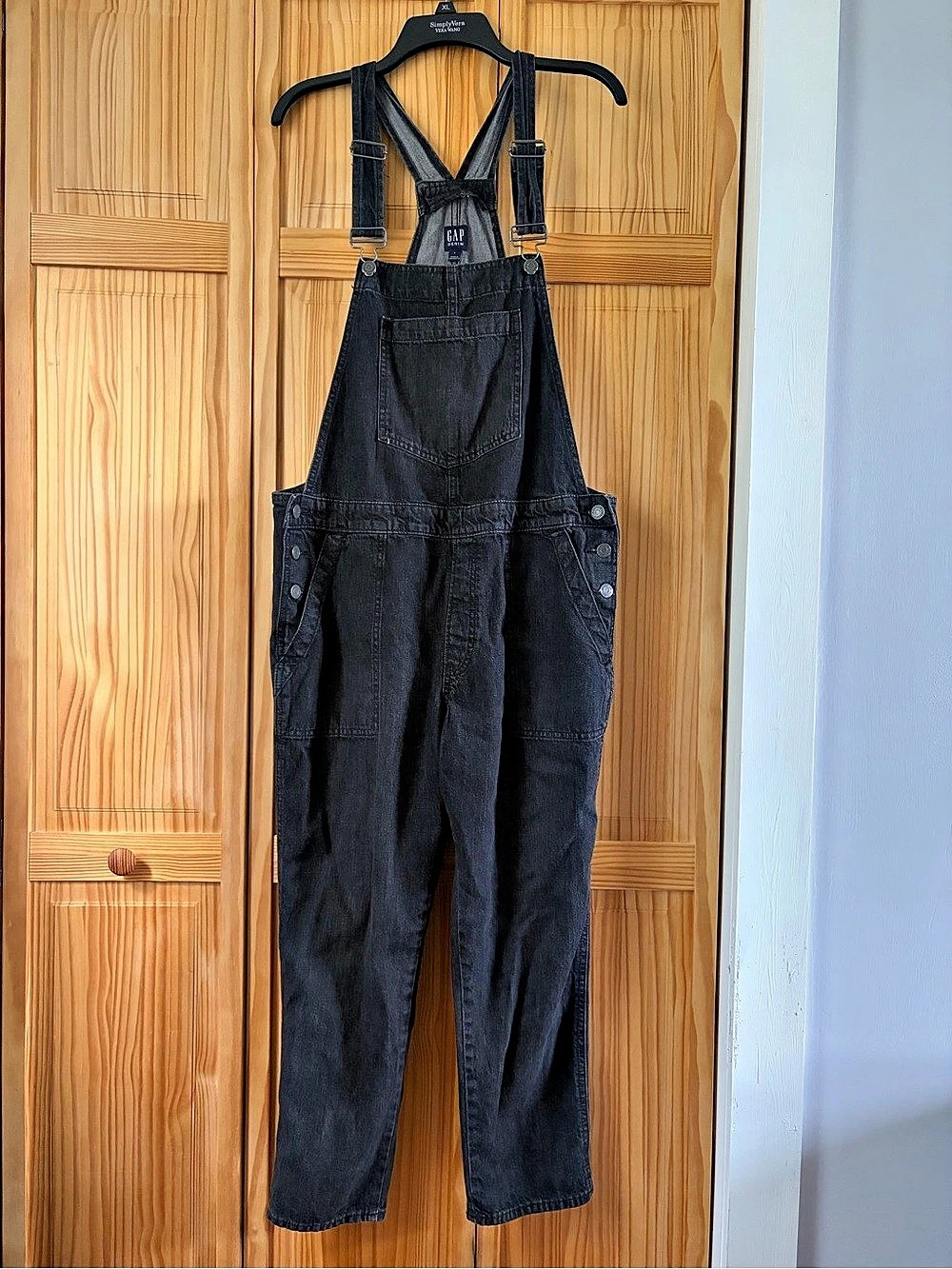 Gap Loose Overalls Black Denim Size Large